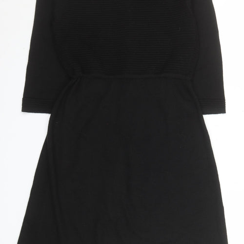 Monsoon Women’s Black Wool Blend 3/4 Sleeve Belted Cardigan Size 8