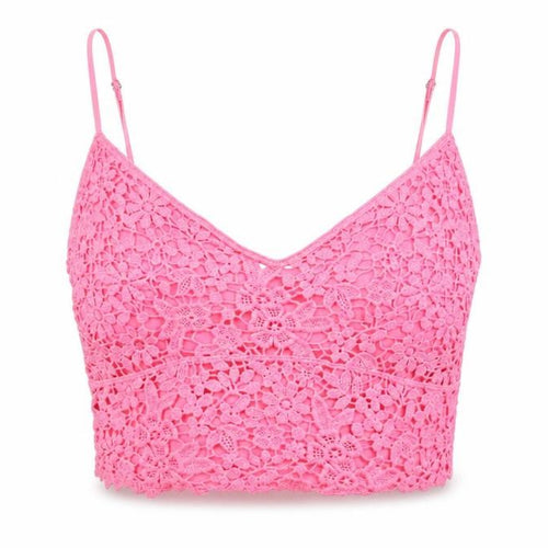 Stradivarius Women Pink Lace Camisole Tank Top M