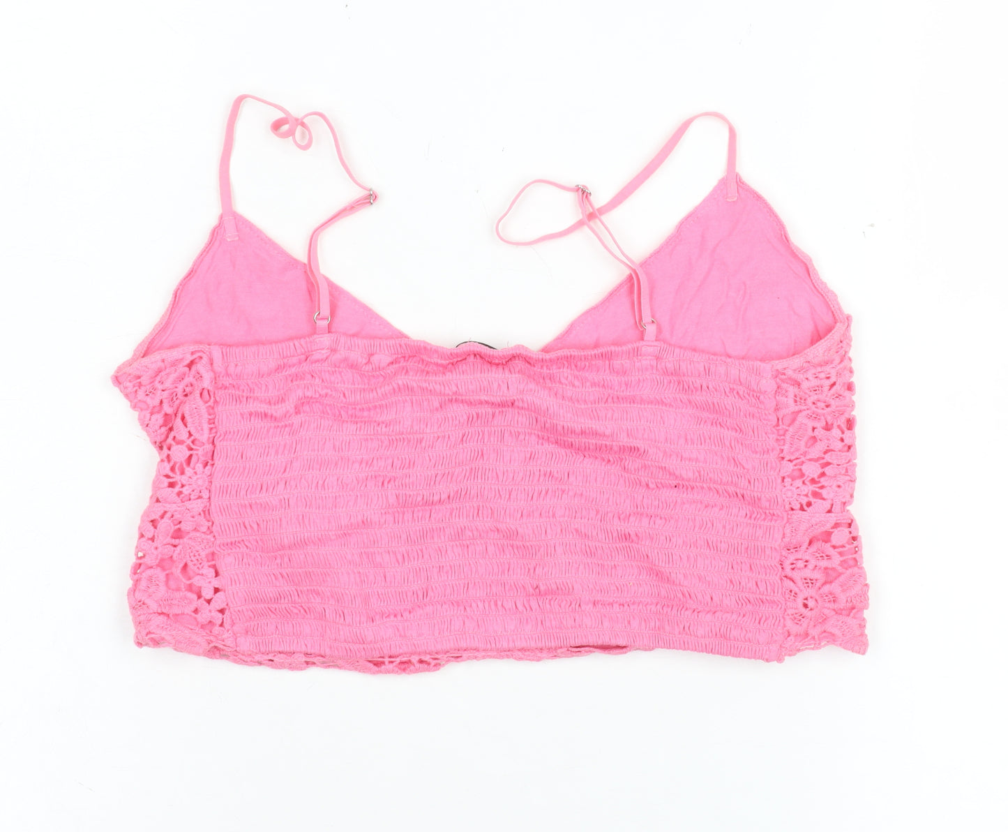 Stradivarius Women Pink Lace Camisole Tank Top M