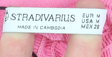 Stradivarius Women Pink Lace Camisole Tank Top M
