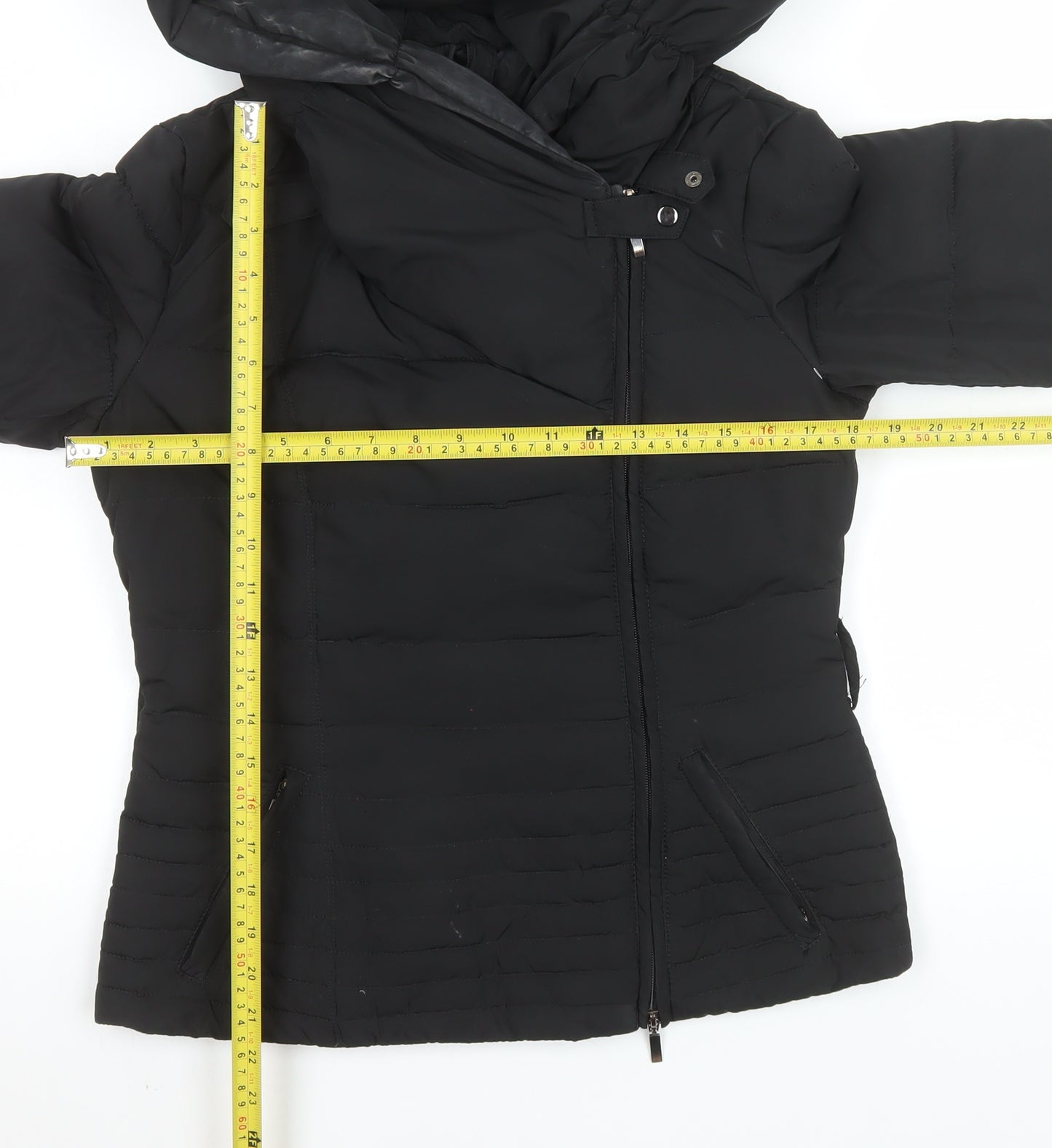 Motivi Women Black Size 10 Hooded Puffer Jacket