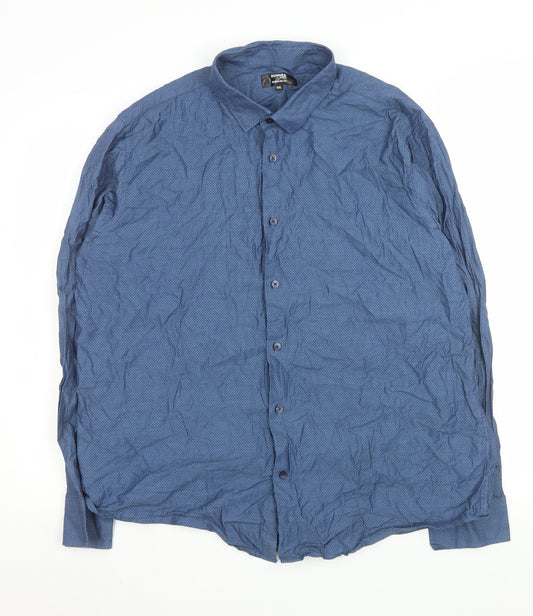 Dunnes Stores Men's Blue XXL Cotton Long Sleeve Dress Shirt