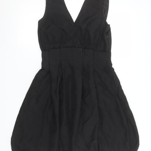 Vila Women’s Black Sleeveless V-Neck Bubble Hem Party Dress Size S