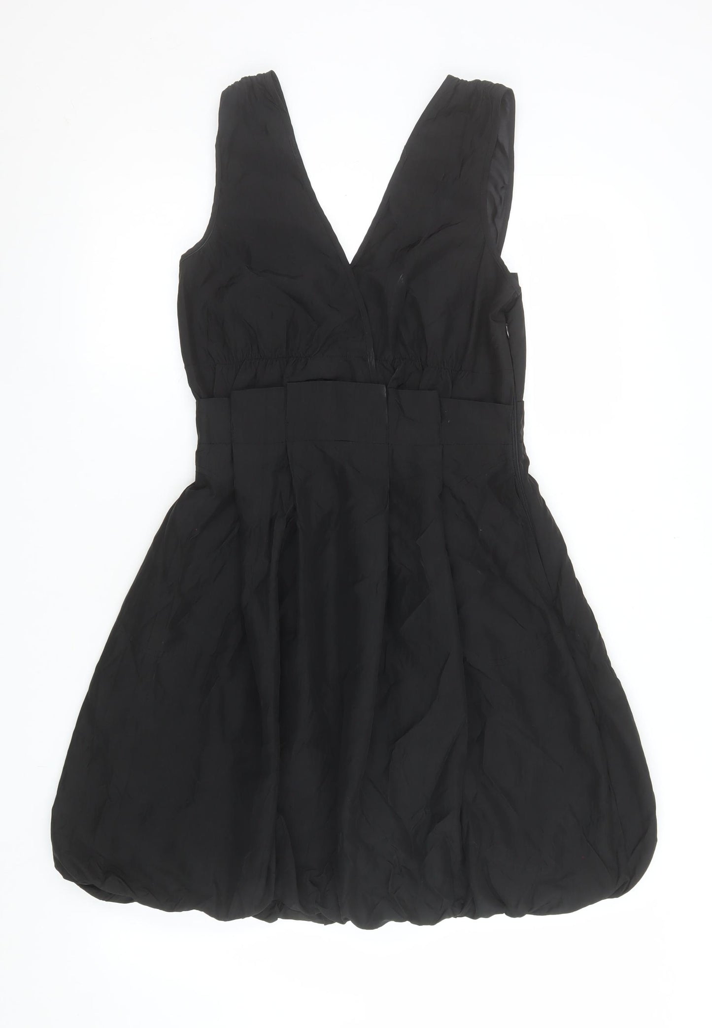 Vila Women’s Black Sleeveless V-Neck Bubble Hem Party Dress Size S