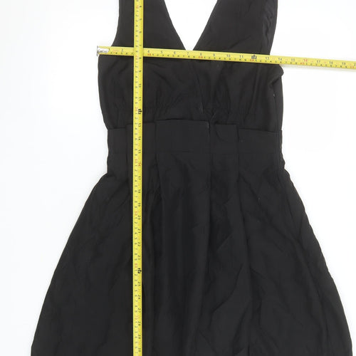 Vila Women’s Black Sleeveless V-Neck Bubble Hem Party Dress Size S
