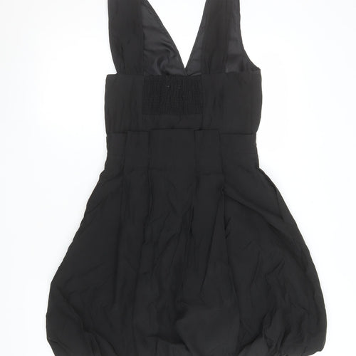 Vila Women’s Black Sleeveless V-Neck Bubble Hem Party Dress Size S