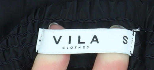Vila Women’s Black Sleeveless V-Neck Bubble Hem Party Dress Size S