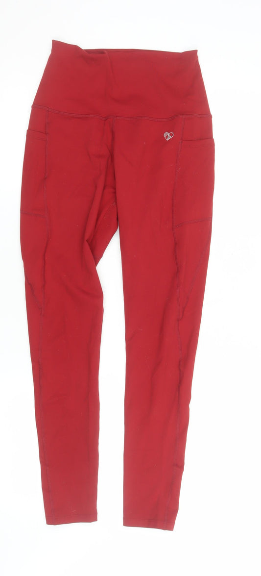 Peachylean Women's Red High Waist Pocket Gym Leggings Size S