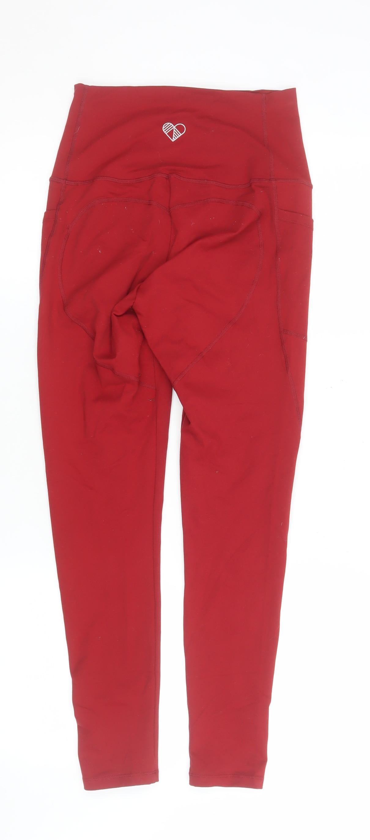 Peachylean Women's Red High Waist Pocket Gym Leggings Size S