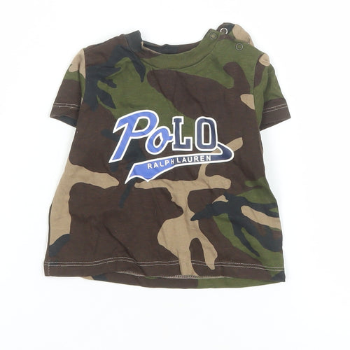 Ralph Lauren Unisex Baby Camouflage Cotton T-Shirt 3-6M Short Sleeve Crew Neck