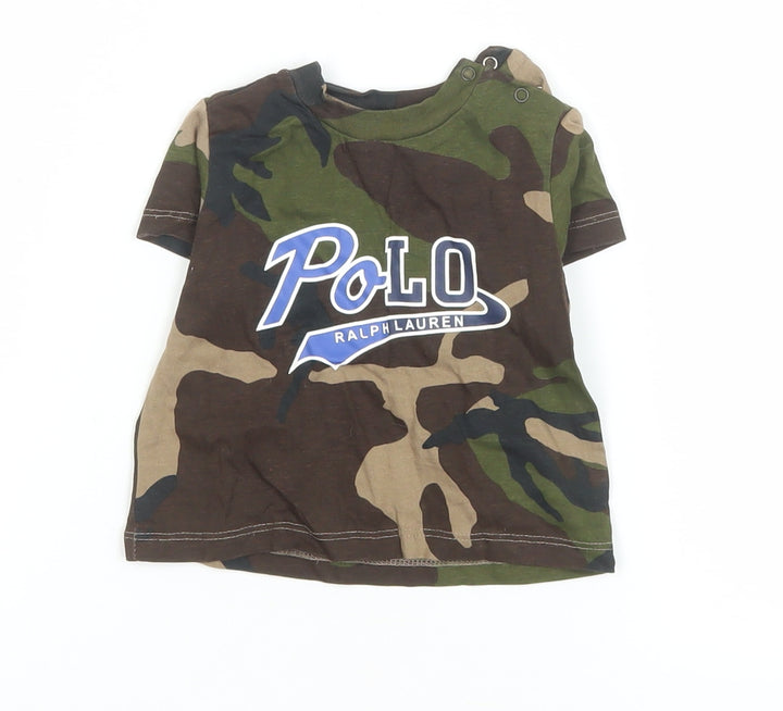 Ralph Lauren Unisex Baby Camouflage Cotton T-Shirt 3-6M Short Sleeve Crew Neck