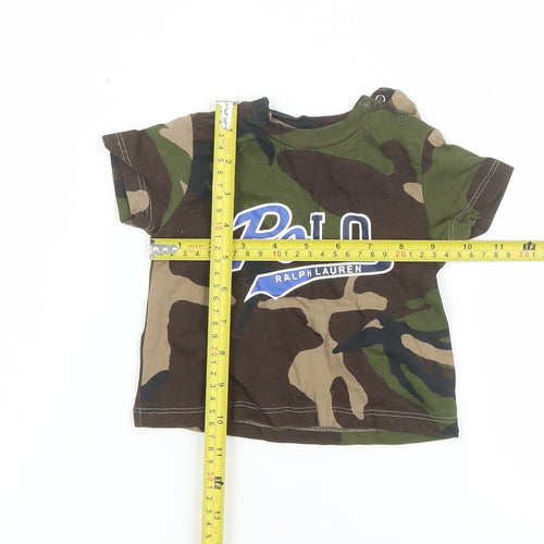 Ralph Lauren Unisex Baby Camouflage Cotton T-Shirt 3-6M Short Sleeve Crew Neck