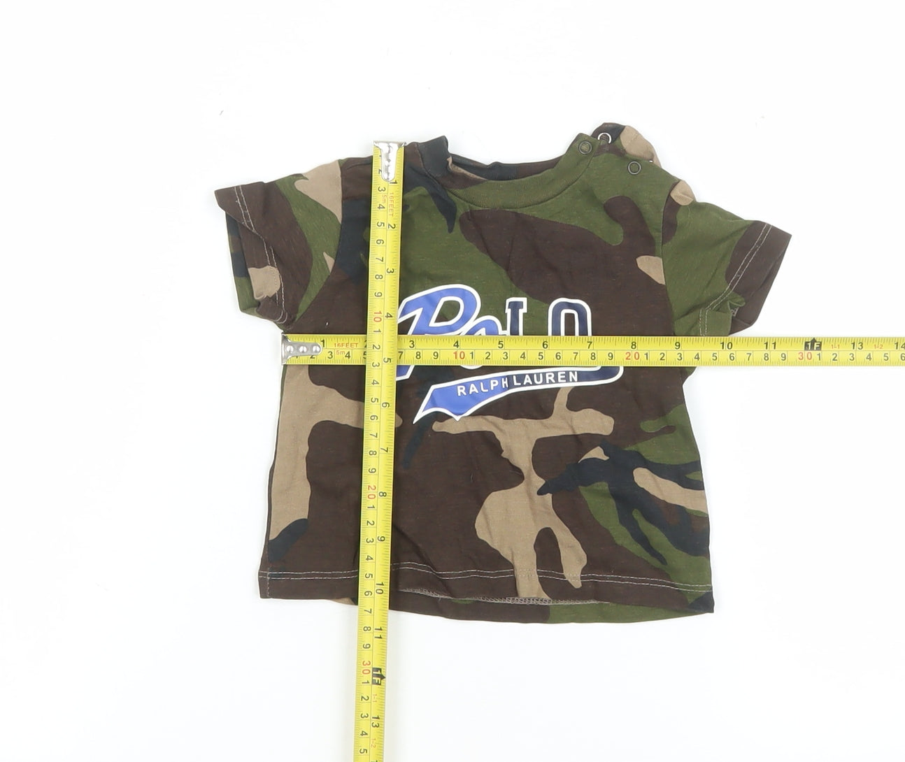 Ralph Lauren Unisex Baby Camouflage Cotton T-Shirt 3-6M Short Sleeve Crew Neck