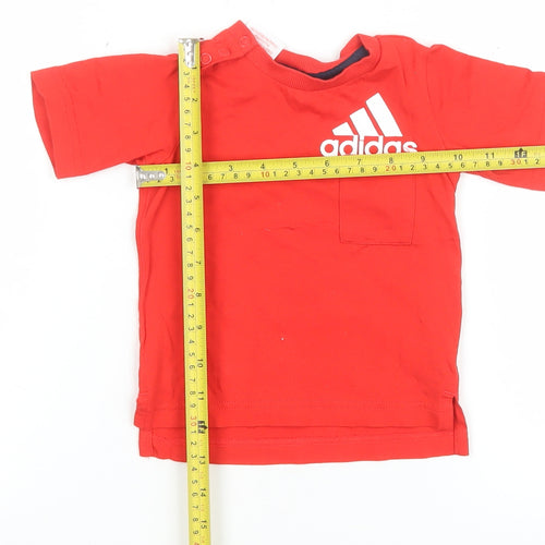 Adidas Unisex Baby Red Short Sleeve T-Shirt 6-9 Months Organic Cotton