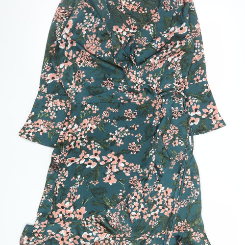 GINI London Women's Green Floral Wrap Dress Size 8