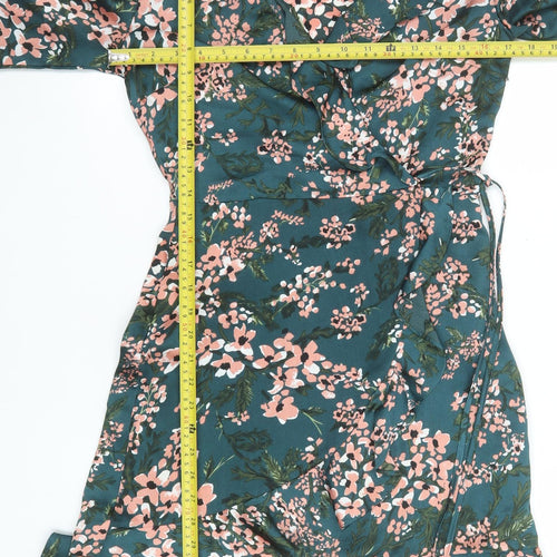 GINI London Women's Green Floral Wrap Dress Size 8