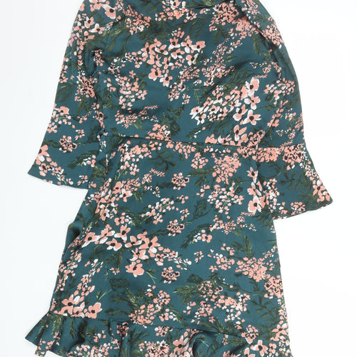 GINI London Women's Green Floral Wrap Dress Size 8
