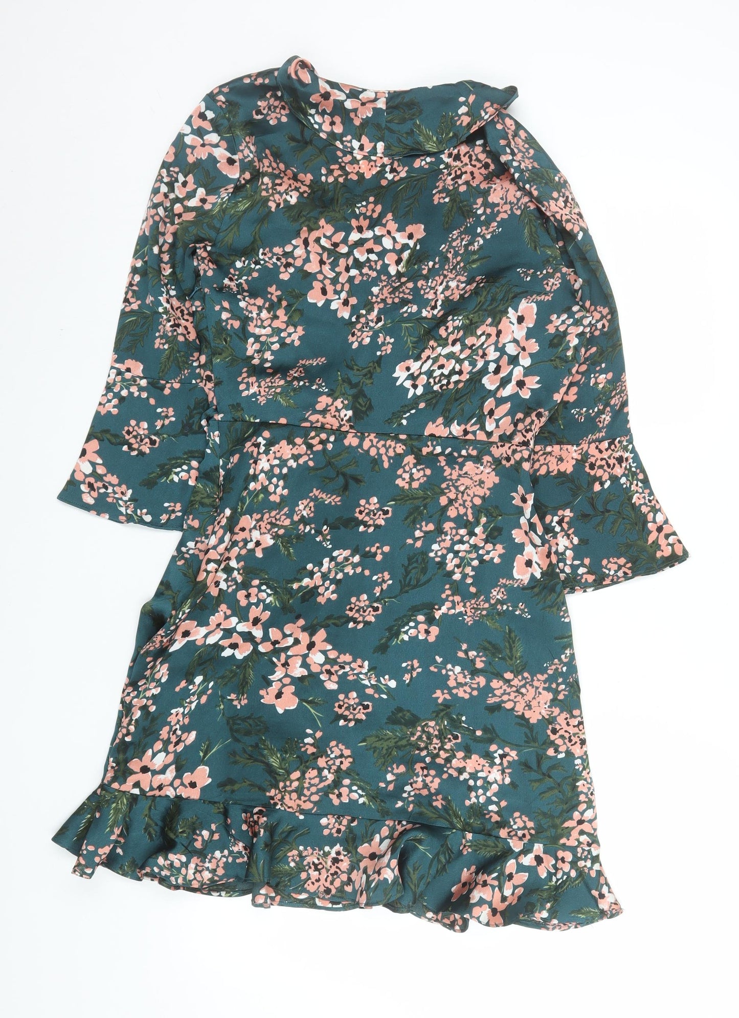 GINI London Women's Green Floral Wrap Dress Size 8