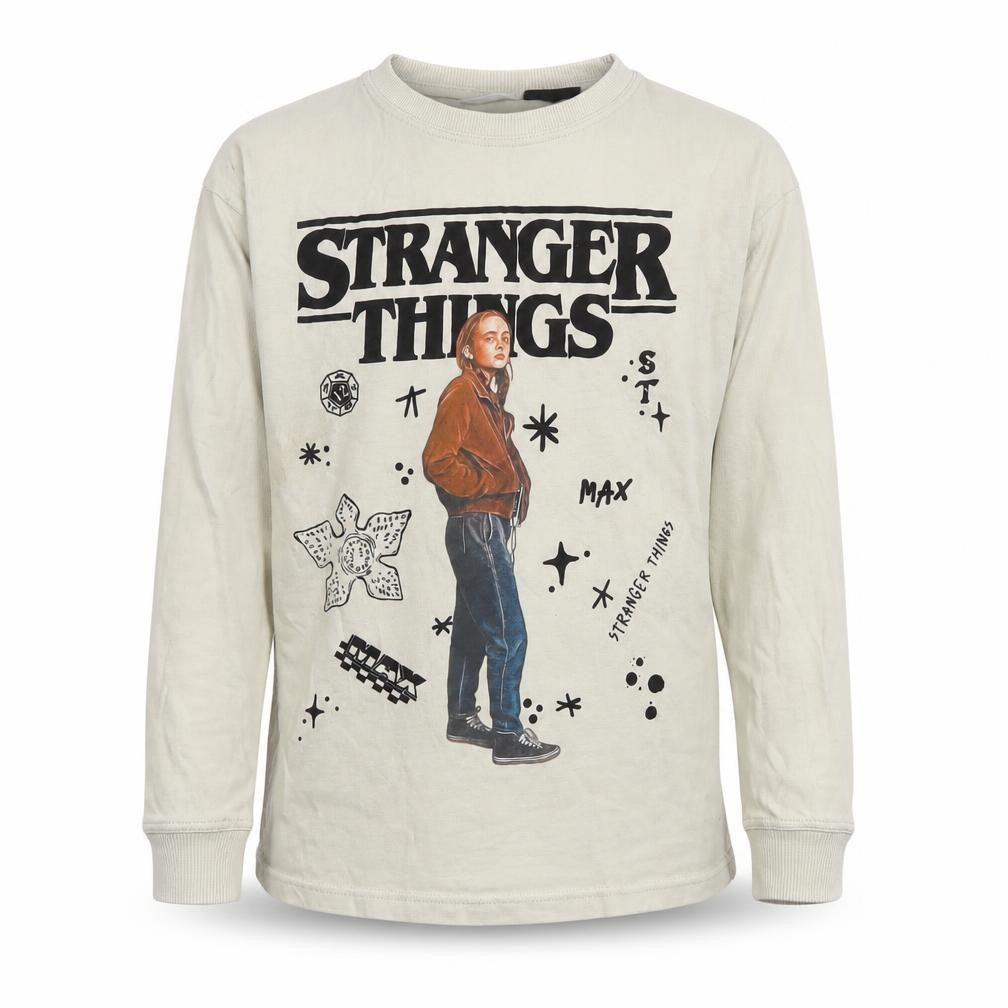 ZARA Girls Beige Stranger Things Long Sleeve Pullover T-Shirt 8-9 Years