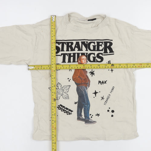 ZARA Girls Beige Stranger Things Long Sleeve Pullover T-Shirt 8-9 Years