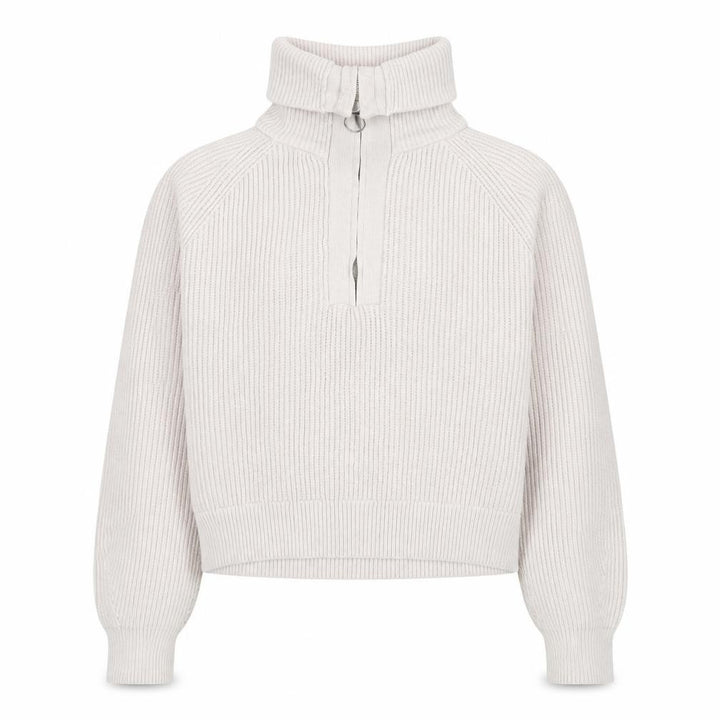 Pull&Bear Men's Beige High Neck 1/2 Zip Knit Sweatshirt Size S