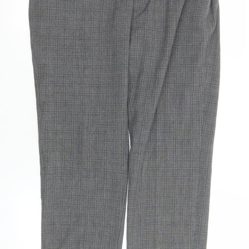 Next Men's Grey Check Dress Pants 34L Slim Fit Formal Trousers