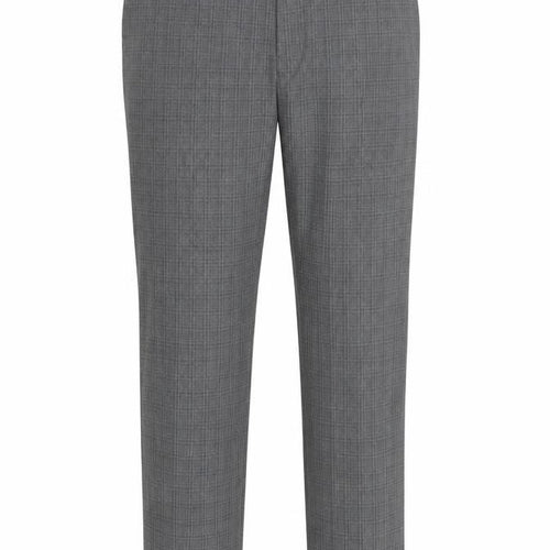 Next Men's Grey Check Dress Pants 34L Slim Fit Formal Trousers