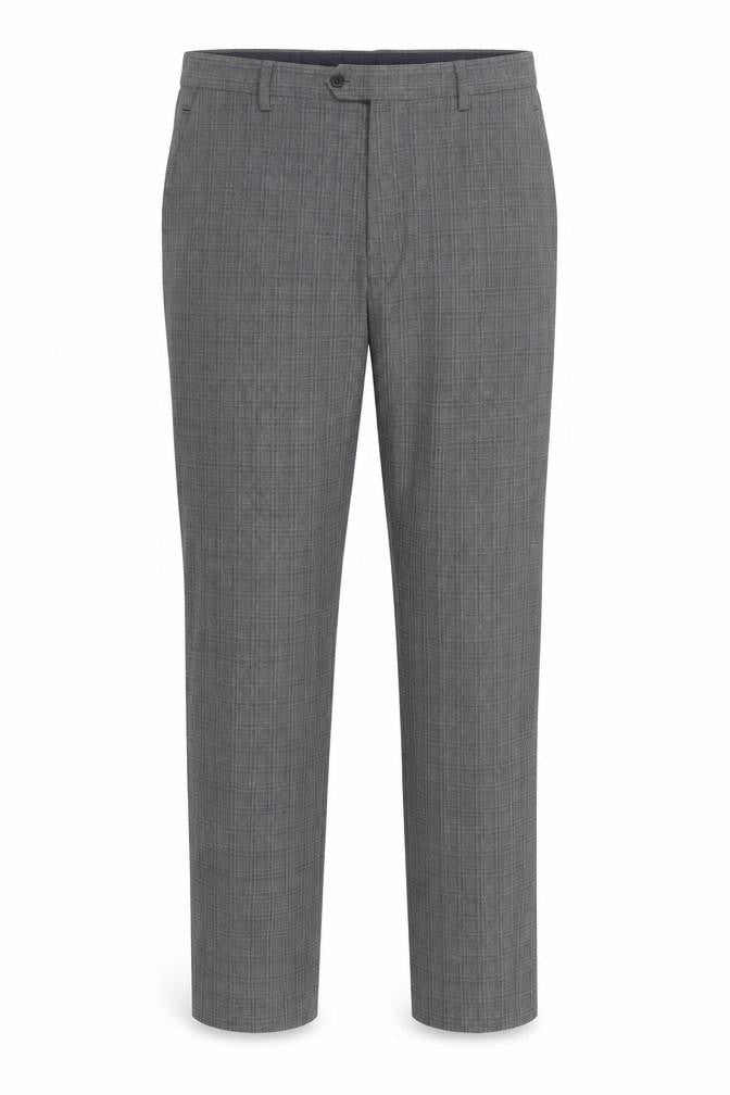 Next Men's Grey Check Dress Pants 34L Slim Fit Formal Trousers