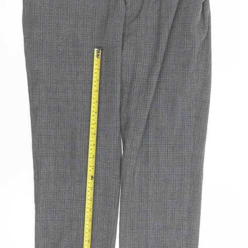 Next Men's Grey Check Dress Pants 34L Slim Fit Formal Trousers