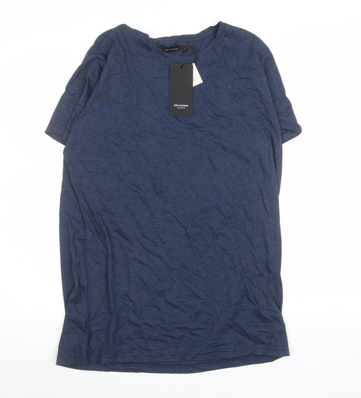 Matinique Men's Blue Cotton Crew Neck Short Sleeve T-Shirt Size L