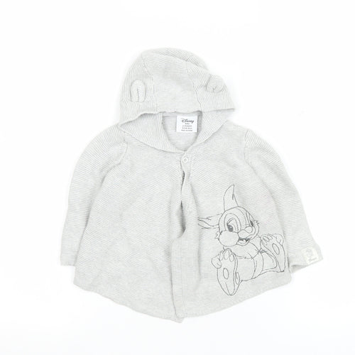 Disney Baby Grey Bambi Hooded Cotton Cardigan 9-12 Months Unisex