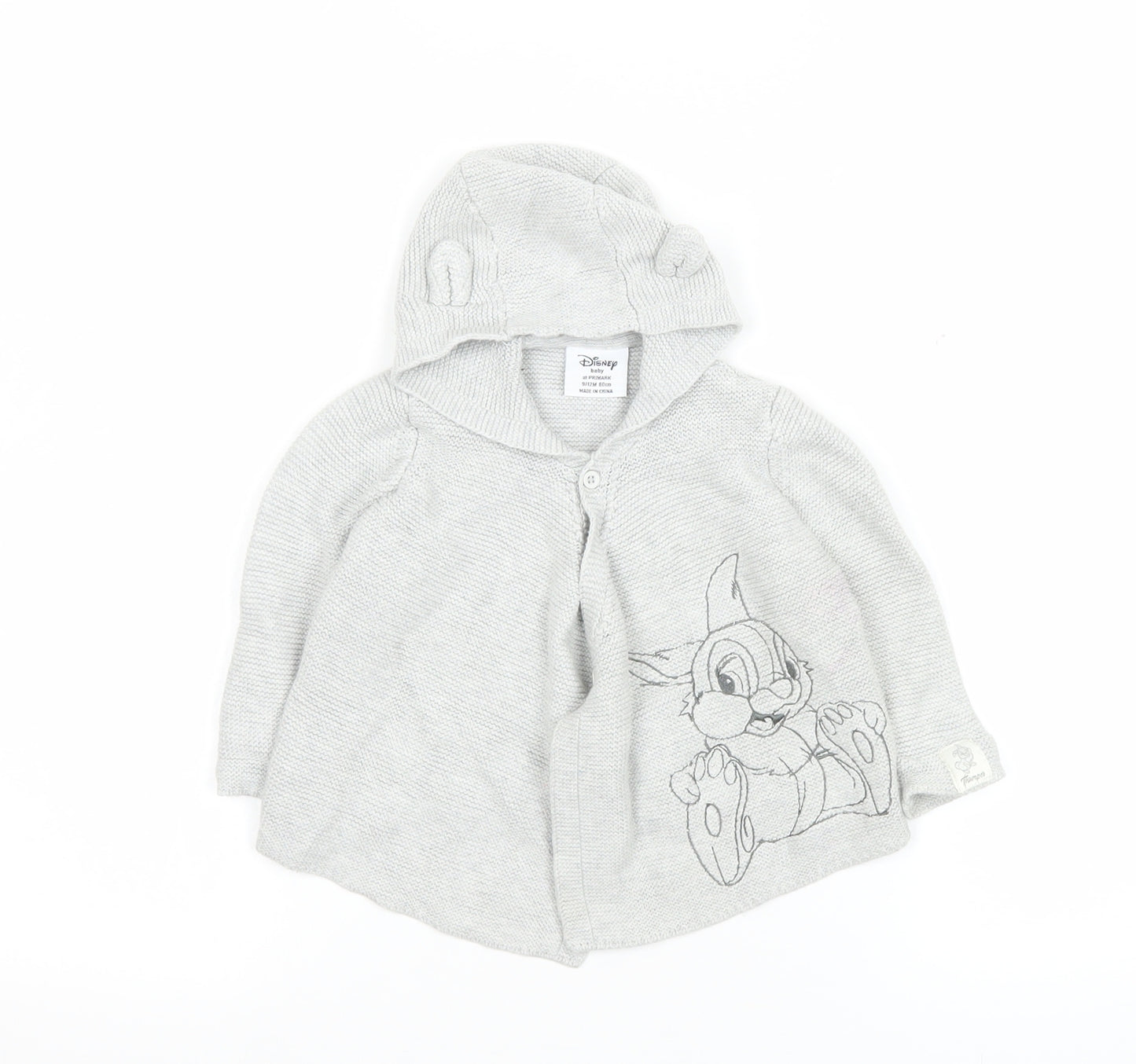 Disney Baby Grey Bambi Hooded Cotton Cardigan 9-12 Months Unisex
