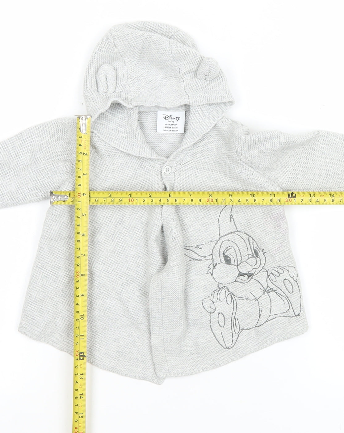 Disney Baby Grey Bambi Hooded Cotton Cardigan 9-12 Months Unisex
