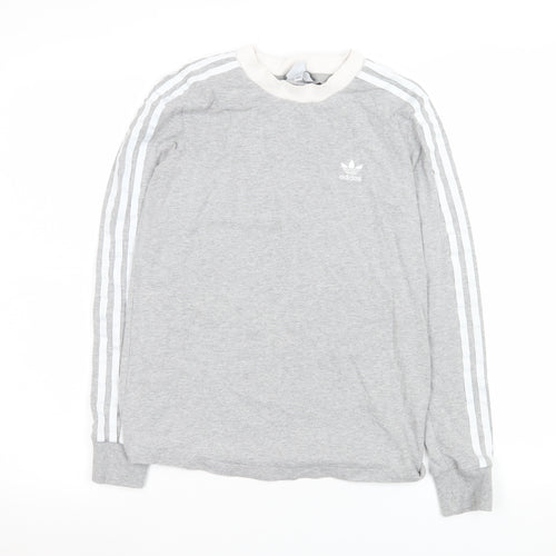 Adidas Women's Grey Long Sleeve Crew Neck Stretch T-Shirt UK 8