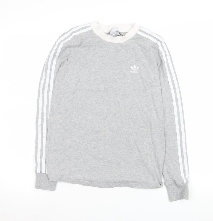 Adidas Women's Grey Long Sleeve Crew Neck Stretch T-Shirt UK 8