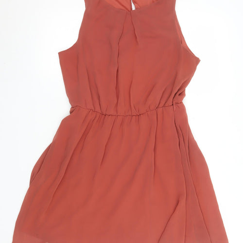 New Look Women’s Brown Sleeveless Chiffon Shift Dress UK 16