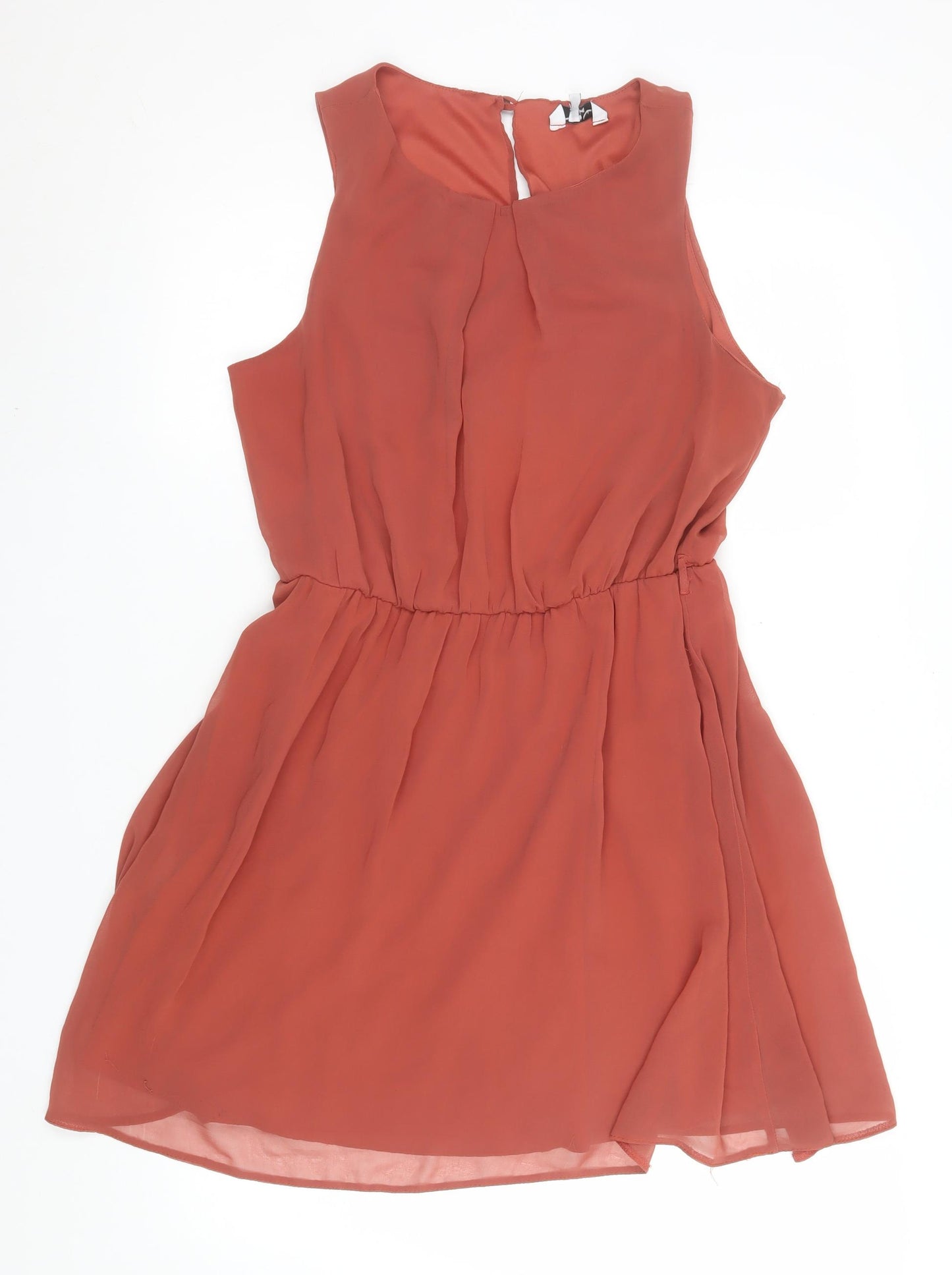 New Look Women’s Brown Sleeveless Chiffon Shift Dress UK 16