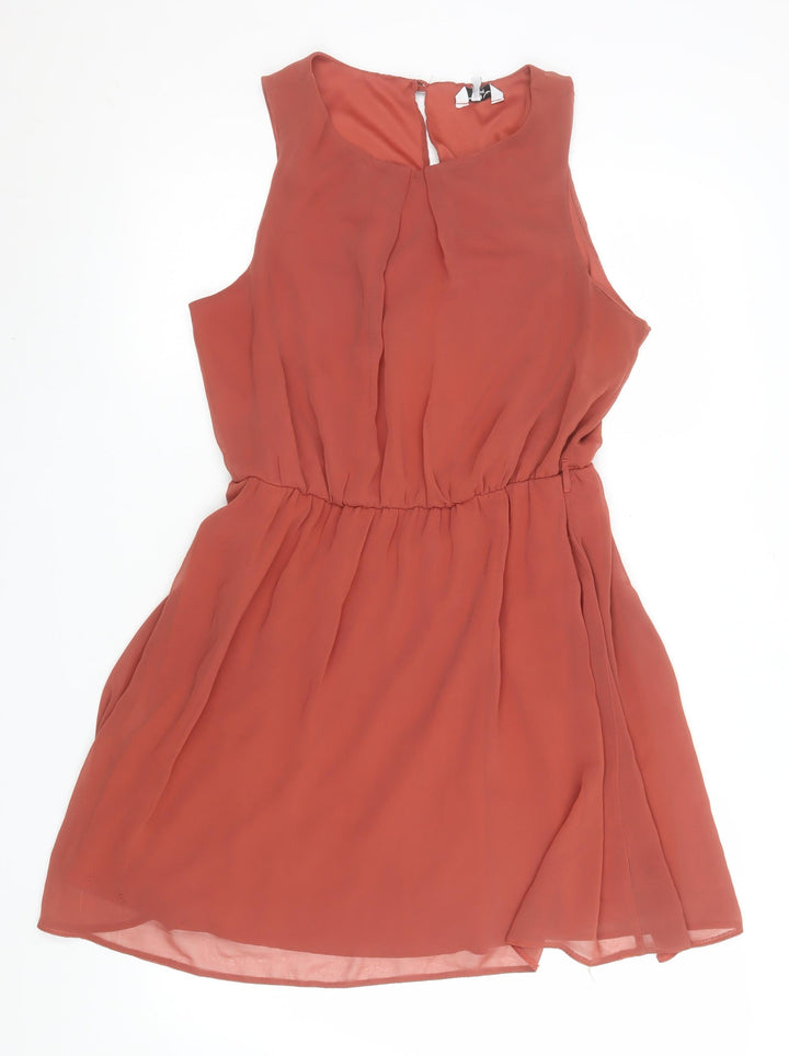 New Look Women’s Brown Sleeveless Chiffon Shift Dress UK 16
