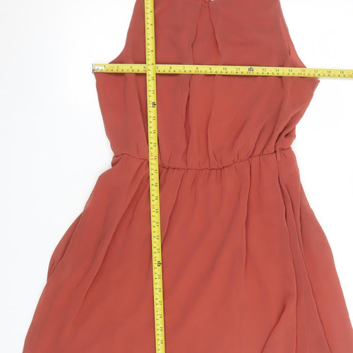 New Look Women’s Brown Sleeveless Chiffon Shift Dress UK 16