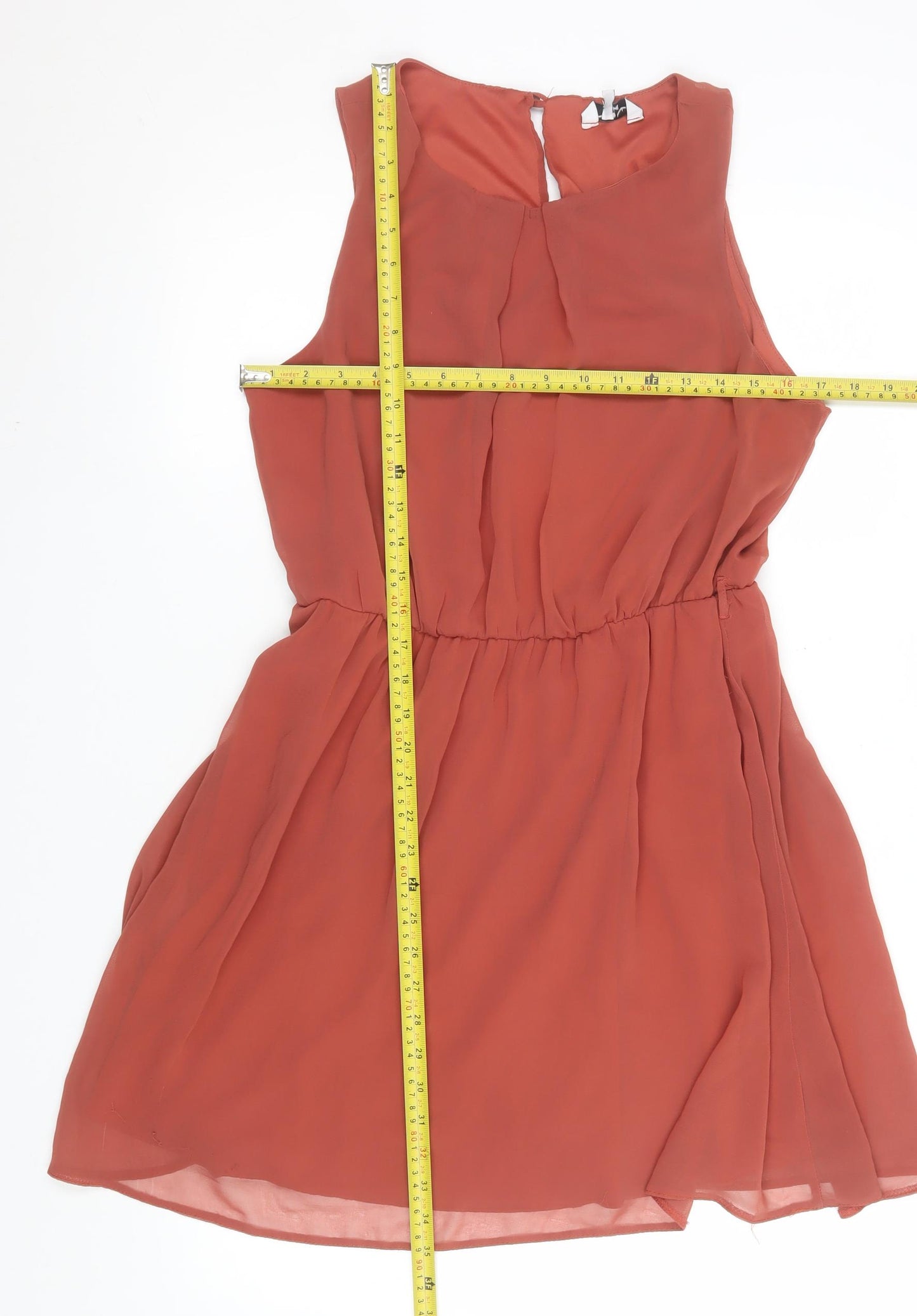 New Look Women’s Brown Sleeveless Chiffon Shift Dress UK 16