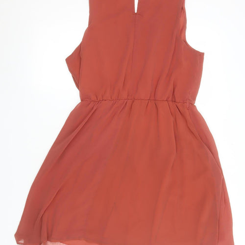 New Look Women’s Brown Sleeveless Chiffon Shift Dress UK 16