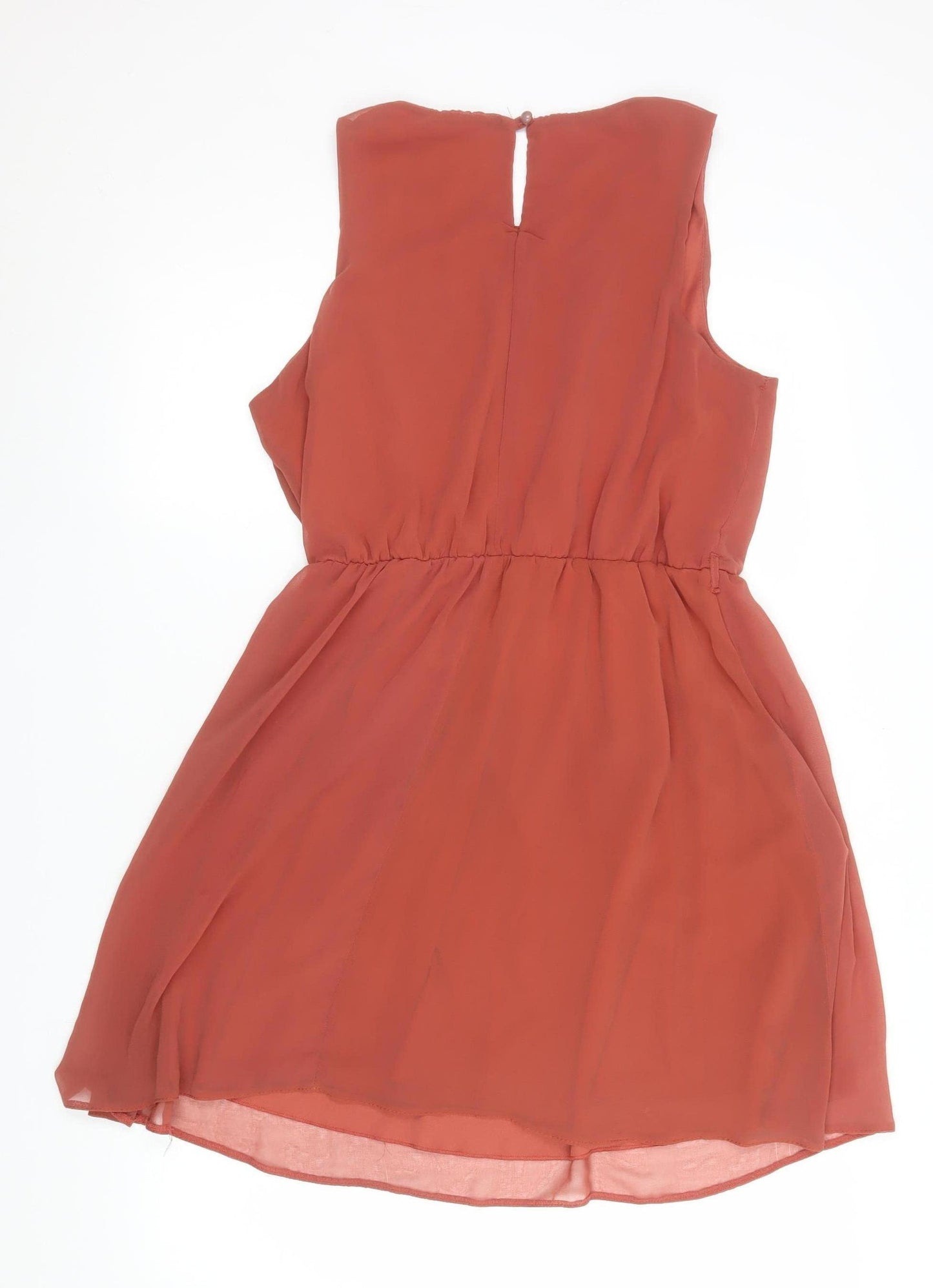 New Look Women’s Brown Sleeveless Chiffon Shift Dress UK 16