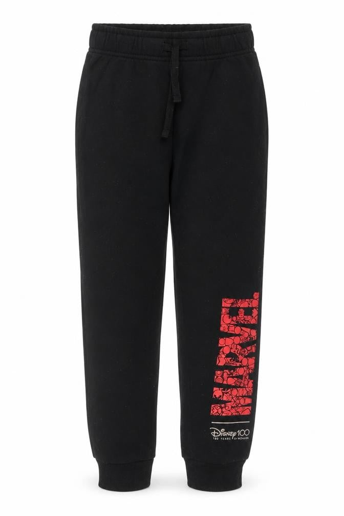 Disney Boys Black Marvel Jogger Trousers 6-8 Years Fleece Drawstring Pants