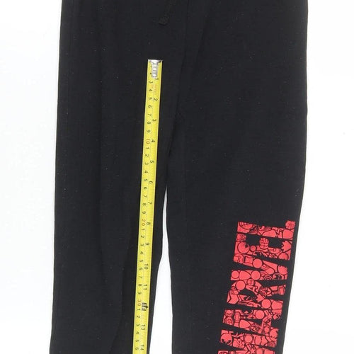 Disney Boys Black Marvel Jogger Trousers 6-8 Years Fleece Drawstring Pants