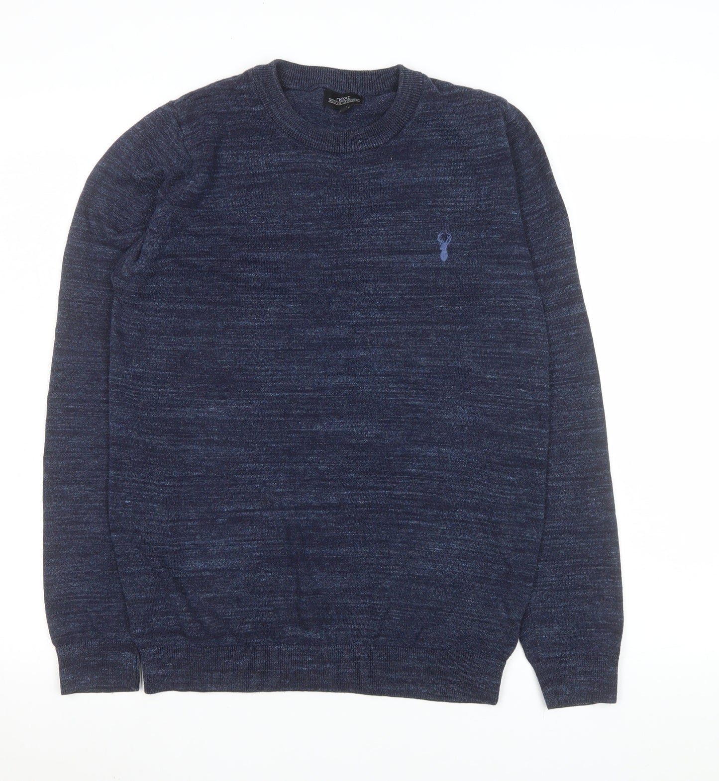 Next Men’s Blue Crew Neck Cotton Blend Pullover Jumper Size S