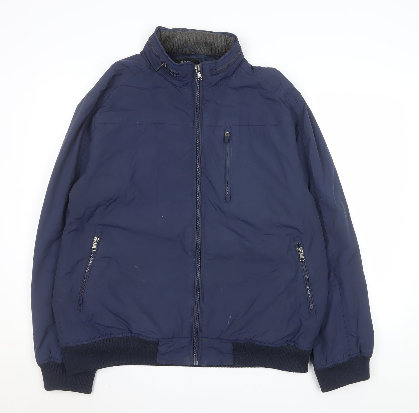 St. Bernard Men’s Blue Nylon Bomber Jacket XL Full Zip Casual