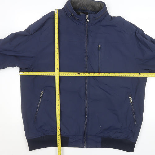 St. Bernard Men’s Blue Nylon Bomber Jacket XL Full Zip Casual