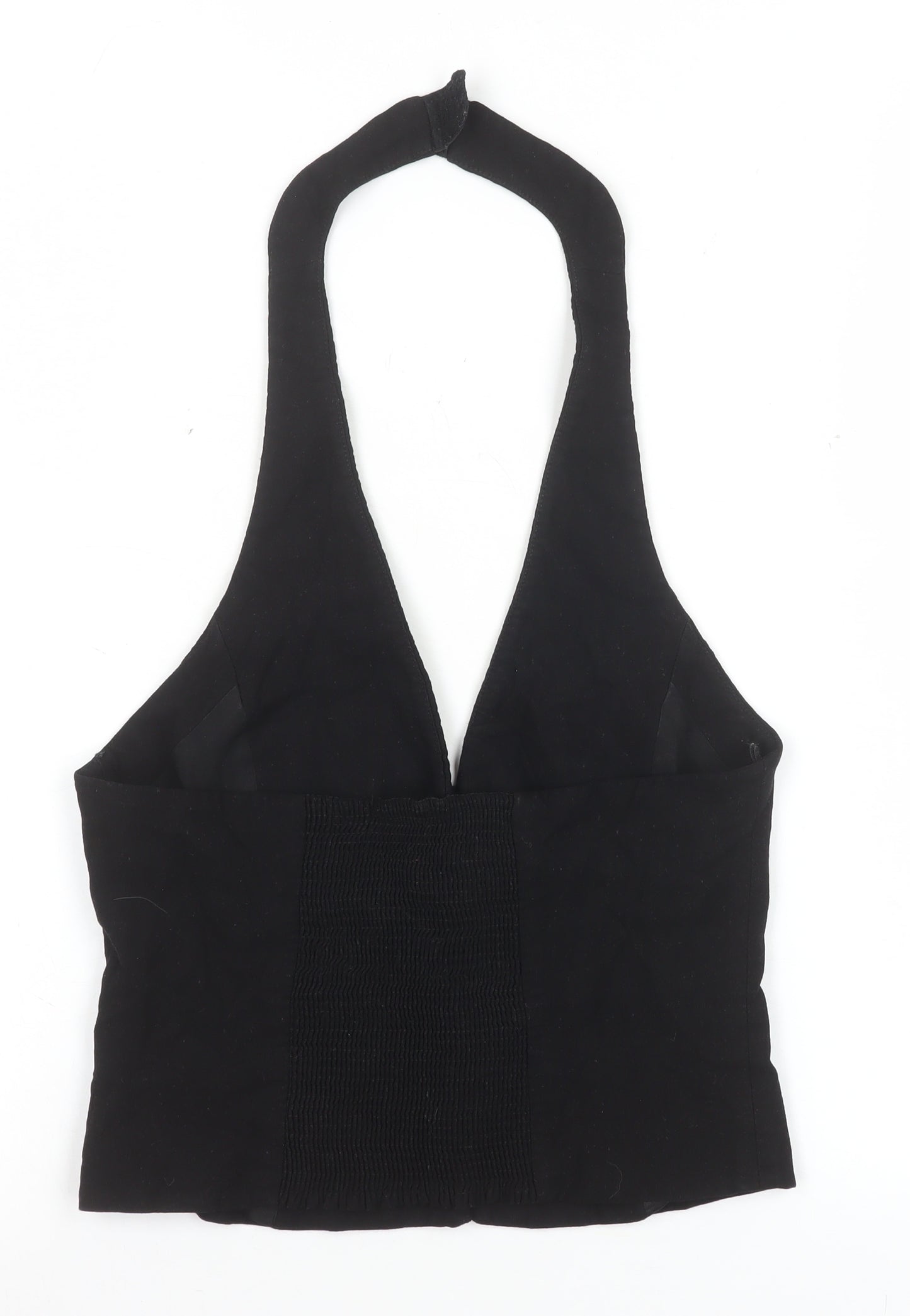 Zara Women Black Halter Neck Button Camisole Top S