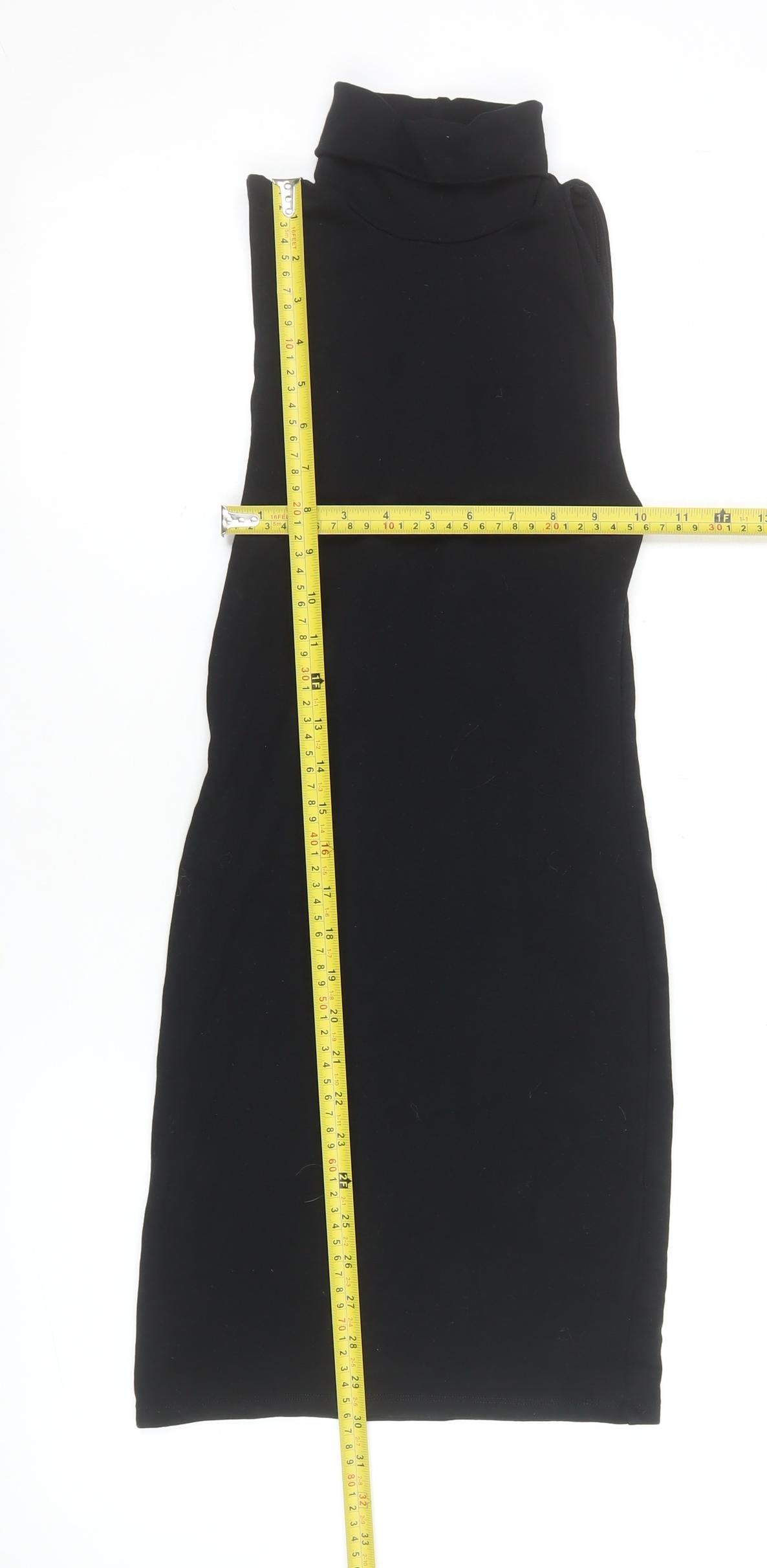 Zara Womens Black Sleeveless Roll Neck Bodycon Dress Size S