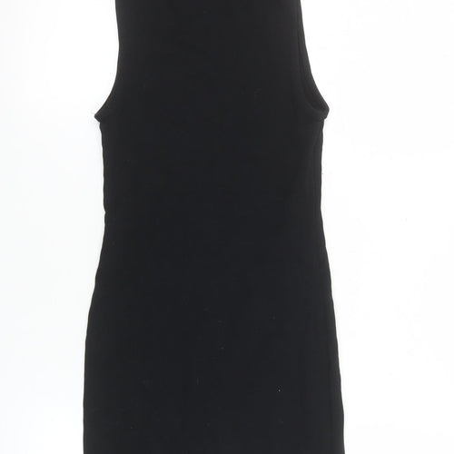 Zara Womens Black Sleeveless Roll Neck Bodycon Dress Size S